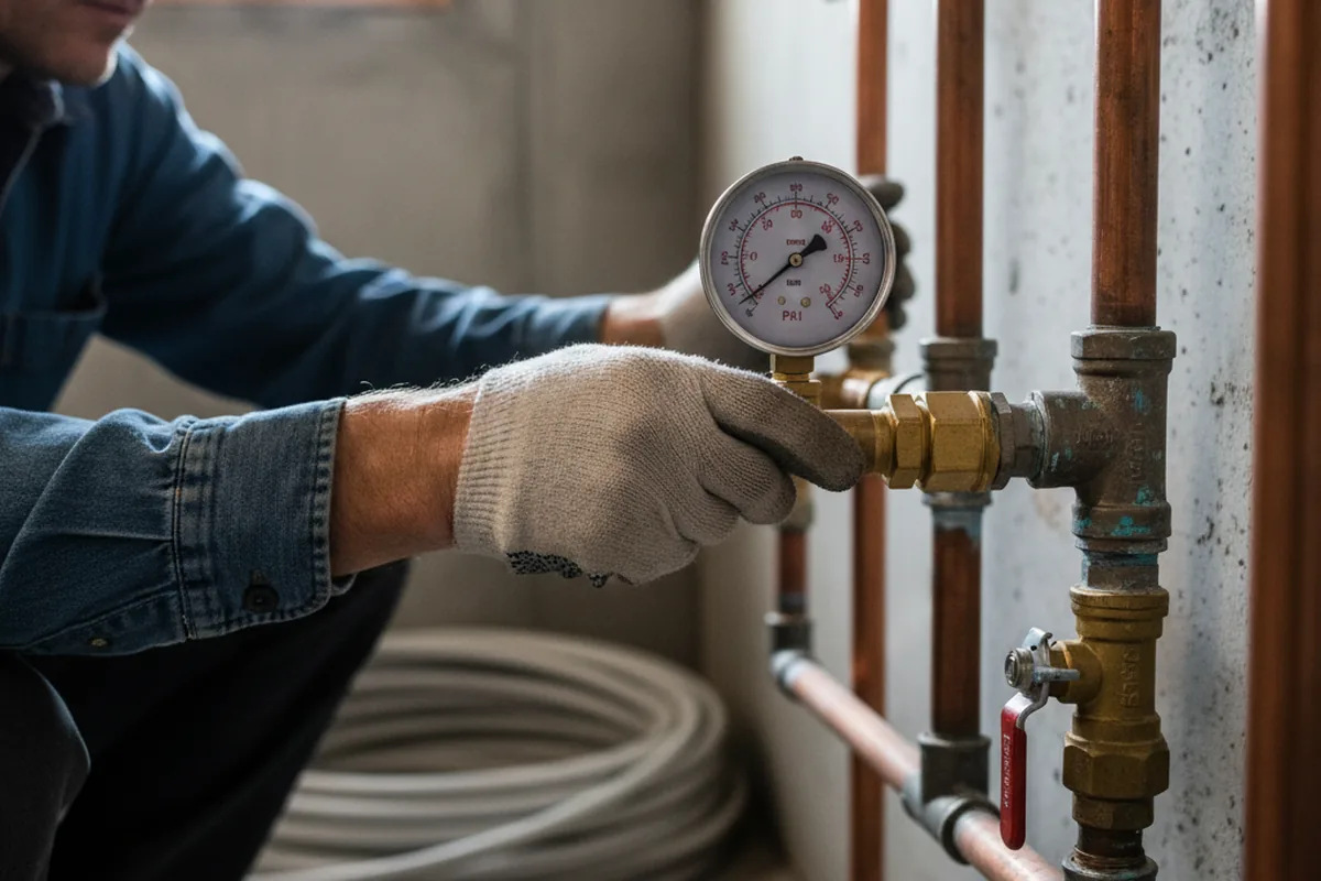 Pressure testing a repaired line during Water Line Repair in Spangle